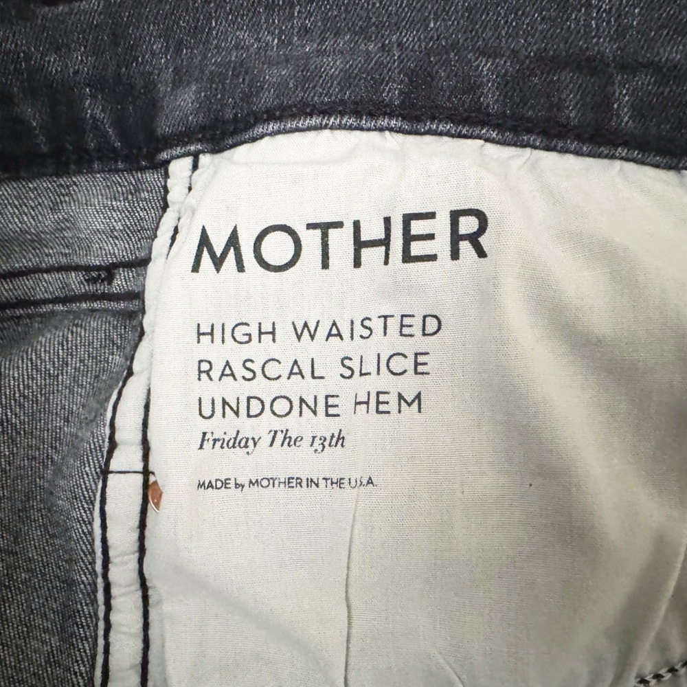 NWT Mother High Waisted Rascal Slice Undone Straight Leg Jeans Friday The 13th - Picture 7 of 11